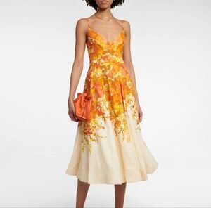 Zimmermann High Tide Picnic Linen Midi Dress Sz 1